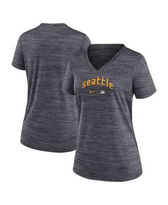Women's Nike Heather Charcoal Seattle Mariners 2023 City Connect Velocity Practice Performance V-Neck T-shirt