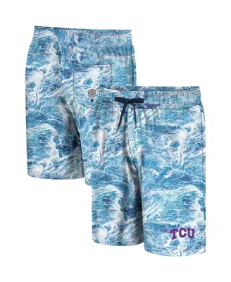 Men's Colosseum Blue Tcu Horned Frogs Realtree Aspect Ohana Swim Shorts