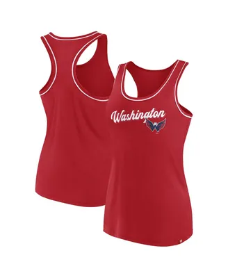 Women's Fanatics Red Washington Capitals Wordmark Logo Racerback Scoop Neck Tank Top