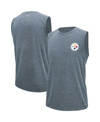 Men's Msx by Michael Strahan Gray Pittsburgh Steelers Warm Up Sleeveless T-shirt