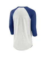 Men's Fanatics Ash, Blue Co Rockies True Classics Better Believe Raglan Henley 3/4-Sleeve T-shirt