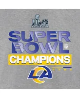 Men's Fanatics Heathered Gray Los Angeles Rams Super Bowl Lvi Champions Locker Room Trophy Collection Fitted Pullover Hoodie