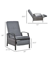 Outsunny Wicker Adjustable Recliner Chair Rat Armchair Durable Garden