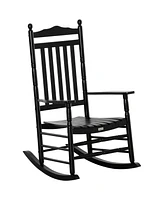 Outsunny Traditional Wooden High-Back Rocking Chair for Porch, Indoor/Outdoor