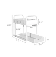 Mega Casa Under Sink Organizer, 2-Tier Slim Pull Out Sliding Storage Drawer for Bathroom, 2 Packs