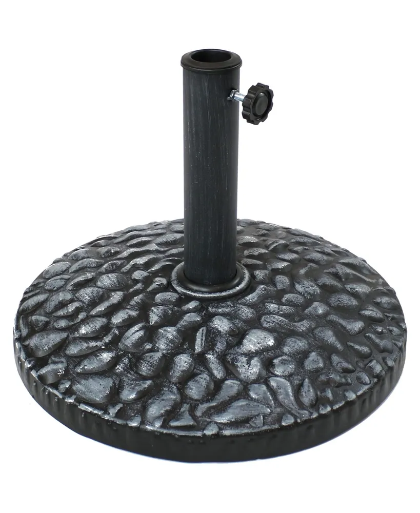 Sunnydaze Decor 18 in Pebble Texture Resin Round Patio Umbrella Base - Grey