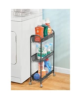 mDesign Portable Metal Rolling Laundry Utility Cart