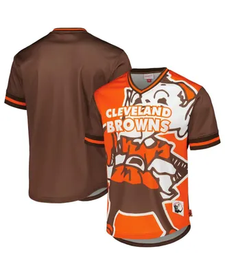 Men's Mitchell & Ness Orange Cleveland Browns Jumbotron 3.0 Mesh V-Neck T-shirt