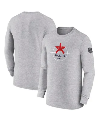 Men's Nike Heather Gray Paris Saint-Germain Knockout Long Sleeve T-shirt