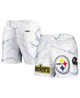 Men's Pro Standard White Pittsburgh Steelers Allover Marble Print Shorts