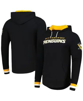 Men's Mitchell & Ness Black Pittsburgh Penguins Legendary Slub Hoodie Long Sleeve T-shirt