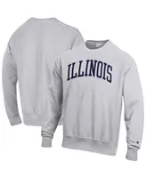 Men's Champion Heathered Gray Illinois Fighting Illini Arch Reverse Weave Pullover Sweatshirt