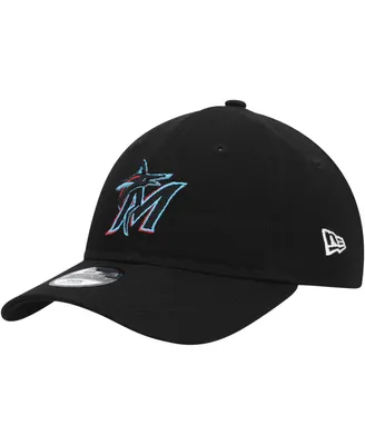 Big Boys and Girls New Era Black Miami Marlins Core Classic 9TWENTY Adjustable Hat