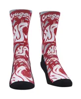 Men's and Women's Rock 'Em Socks Washington State Cougars Allover Logo Paint Crew