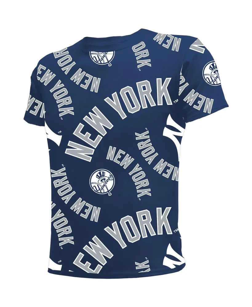Big Boys Stitches Navy New York Yankees Allover Team T-shirt
