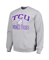 Men's Champion Heather Gray Tcu Horned Frogs High Motor Pullover Sweatshirt