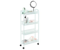 mDesign Steel Slim Rolling Utility Cart Storage Organizer with 4 Shelves