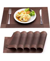 Zulay Kitchen Vinyl Woven Placemats for Dining Table Set of 6 - Stain-Resistant & Non-Slip Pvc Place Mats