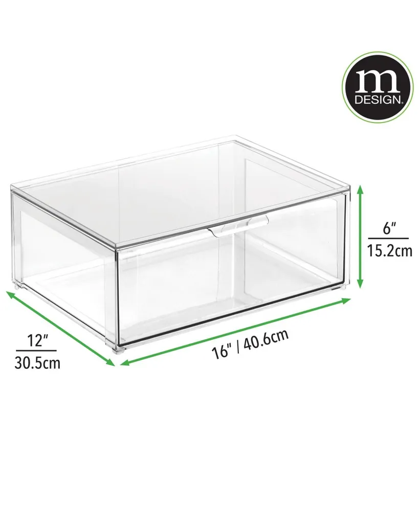 MDesign Plastic Stackable Bathroom Storage Organizer with Drawer