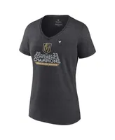 Women's Fanatics Heather Charcoal Vegas Golden Knights 2023 Nhl Western Conference Champs Locker Room V-Neck T-shirt