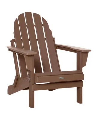 Outsunny Folding Adirondack Chair, All Weather Outdoor Fire Pit Seating Hdpe Lounger Chair for Patio Deck and Lawn Furniture