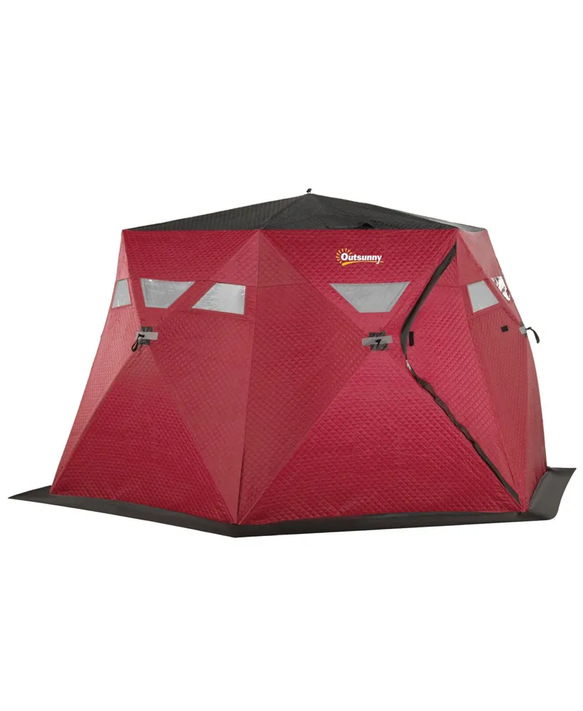 Outsunny 4 Person Insulated Ice Fishing Shelter 360-Degree View