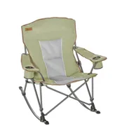 Outsunny Outdoor Rocking Chair Folding Camping Chair Portable Rocker with Armrests, Side Cup Holders, & Carry Bag, Green