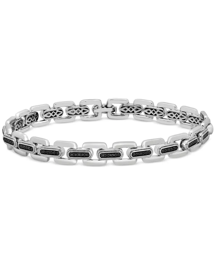 Men's Black Diamond Link Bracelet (1 ct. t.w.) in Sterling Silver