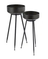 Black Metal Indoor Outdoor Planter Set of 2