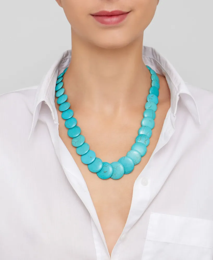 Adornia 17-19" Adjustable Silver Plated Scalloped Turquoise Necklace