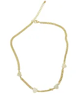 Adornia 16.5-2.5" Adjustable 14K Gold Plated Curb Chain with Crystal Hearts Necklace