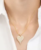 Adornia 18" Chain 14K Gold Plated Crystal Pointy Heart On Ball Necklace