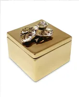 Square Decorative Box with Flower Design on the Lid