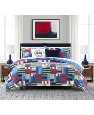 Tommy Hilfiger Preppy Patchwork Stripe Reversible Piece Comforter Set