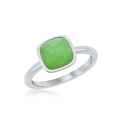 Sterling Silver 8mm Cushion Jade Ring