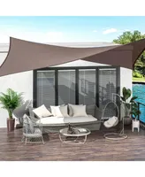 Outsunny 20' x 13' Rectangle Sun Shade Sail Canopy Outdoor Shade Sail Cloth for Patio Deck Yard with D-Rings and Rope Included, Brown