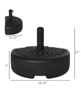 Outsunny Sand or Water Filled Half Patio Umbrella Stand Holder, Half Round Umbrella Base for Lawn, Fit 1.5"or 2" Pole, 40lb Capacity Water or 46lbs Ca