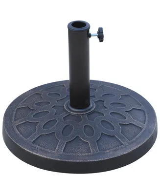 Outsunny 18" 26 lbs Round Resin Umbrella Base Stand Market Parasol Holder with Beautiful Decorative Pattern & Easy Setup, for 1.5"Dia, 1.89"Dia Pole,