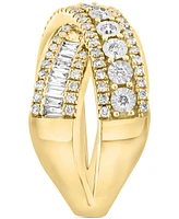 Effy Diamond Round & Baguette Crossover Statement Ring White Gold (3/4 ct. t.w.) (Also available 14k Gold)