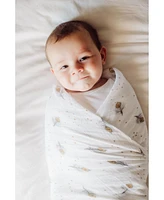 Gots Certified Organic Muslin Swaddle - Two-Pack Gift Set, Sweet Dreams (Magical Feathers + Enchanted Peacock)