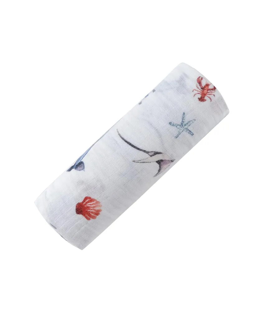 Gots Certified Organic Cotton Muslin Swaddle, Under The Sea