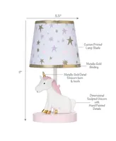 Bedtime Originals Rainbow Unicorn Pink/White Nursery Lamp with Shade & Bulb