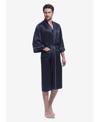 Lilysilk Men's 22 Momme Kimono Silk Robe with Piping for Men