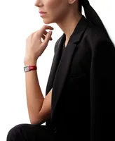 Longines Women's Swiss DolceVita Red Leather Strap Watch 23x37mm