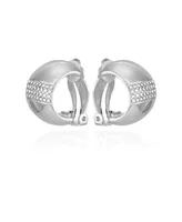 Vince Camuto Silver-Tone Glass Stone Huggie Hoop Clip On Earrings