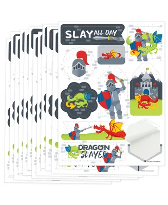Calling All Knights and Dragons Party Favor Sticker 12 Sheets 120 Stickers