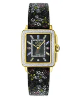 GV2 by Gevril Women's Padova Swiss Quartz Gemstone Floral Leather Watch 30mm