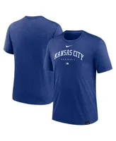 Men's Nike Heather Royal Kansas City Royals Authentic Collection Early Work Tri-Blend Performance T-shirt