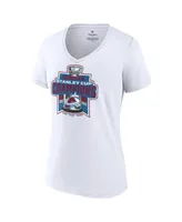 Women's Fanatics White Colorado Avalanche 3-Time Stanley Cup Champions V-Neck T-shirt