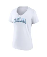 Women's Fanatics White North Carolina Tar Heels Basic Arch V-Neck T-shirt